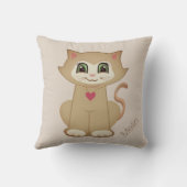 Schattige Kitty Kat Cartoon op Beige Kussen (Achterkant)