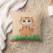 Schattige Kitty Kat Cartoon & Plant Kussen (Deken)