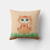 Schattige Kitty Kat Cartoon & Plant Kussen (Achterkant)