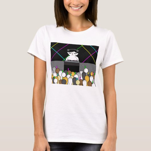 Schattige Kitty Kat DJ Rave Dansfeest T-shirt (Voorkant)