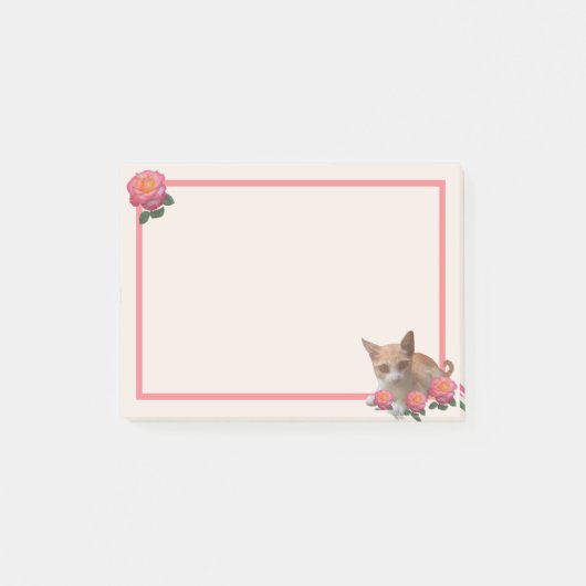 Schattige Kitty Kat en Rozen Post-it® Notes (Voorkant)