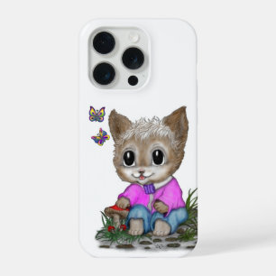 Schattige Kitty Kat en Vlinder iPhone 15 Pro Case