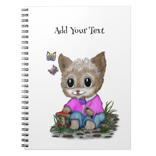 Schattige Kitty Kat en Vlinder Notitieboek (Voorkant)