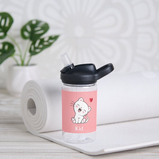 Schattige Kitty Kat & Hart op Licht Roze Waterfles (Yoga)