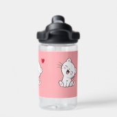 Schattige Kitty Kat & Hart op Licht Roze Waterfles (Achterkant)