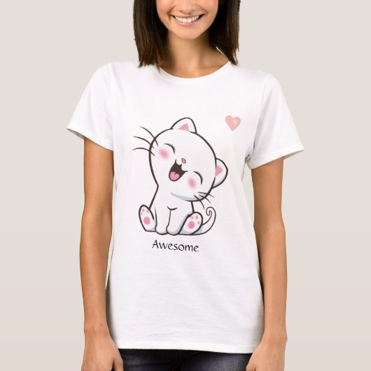 Schattige Kitty Kat & Hart T-shirt (Voorkant)