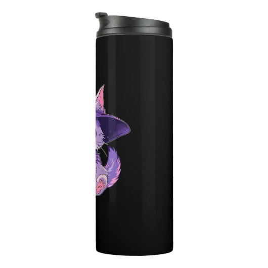 Schattige Kitty kat kitten in heks Pet meisjes hal Thermosbeker (Geroteerd rechts)