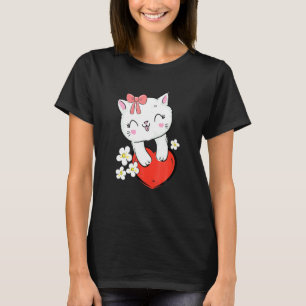 Schattige Kitty Kat Met Roze Strik En Hart Kitten T-shirt
