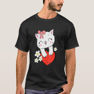 Schattige Kitty Kat Met Roze Strik En Hart Kitten T-shirt