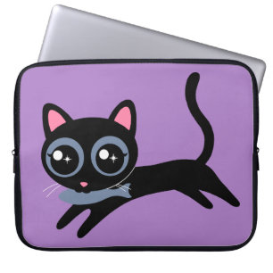 Schattige Kitty Kat met Vis Cadeau voor Meisjes Laptop Sleeve