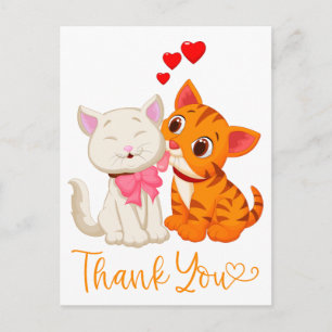 Schattige Kitty Kat Moderne Oranje Trouw Dank Je Briefkaart