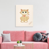 Schattige Kitty Kat op Beige Canvas Afdruk (Insitu (Woonkamer))