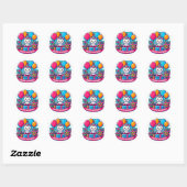 Schattige Kitty Kat Verjaardag Ronde Sticker (Vel)
