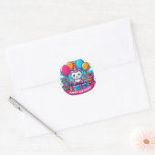 Schattige Kitty Kat Verjaardag Ronde Sticker (Envelop)