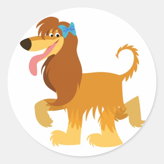 Schattige Klaar Cartoon Afghan Hound Sticker (Voorkant)
