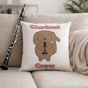 Schattige Klarinet Bemanning Bruine Hond Muzikant Kussen
