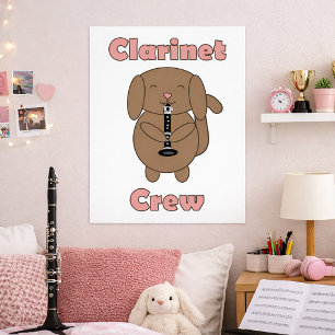 Schattige Klarinet Bemanning Bruine Hond Muzikant Poster
