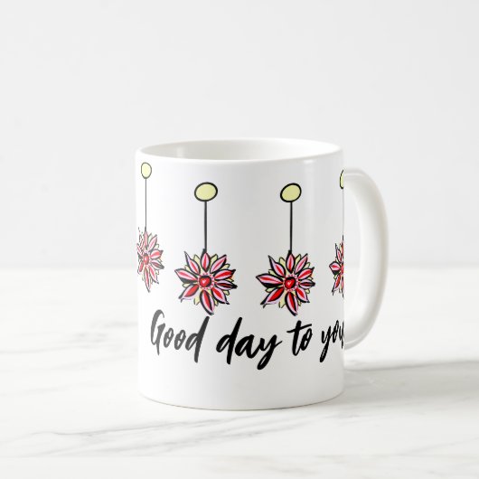 Schattige Klassiek bloemenpatroon Aangepaste tekst Koffiemok (Voorkant rechts)