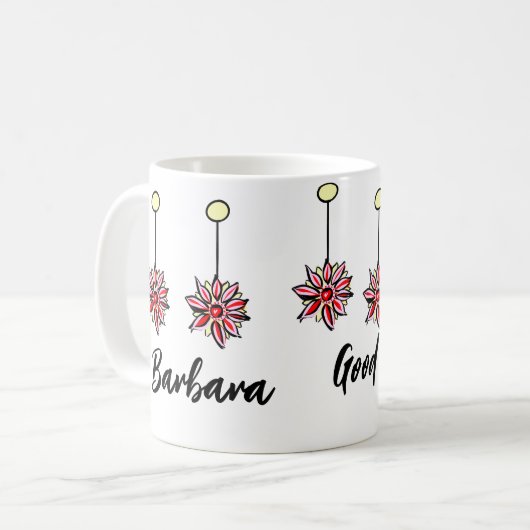 Schattige Klassiek bloemenpatroon Aangepaste tekst Koffiemok (Voorkant links)