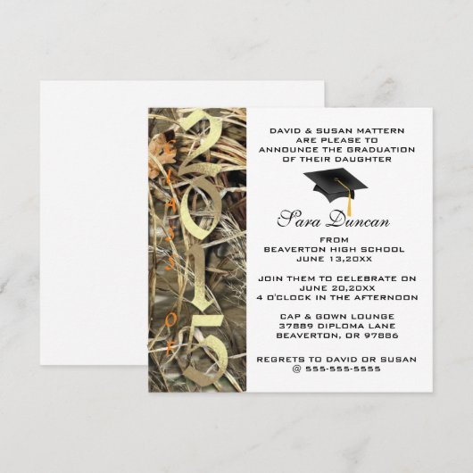 Schattige Klassieke Camo Elegante 2015 Afstudeer U Kaart (Voorkant / Achterkant)
