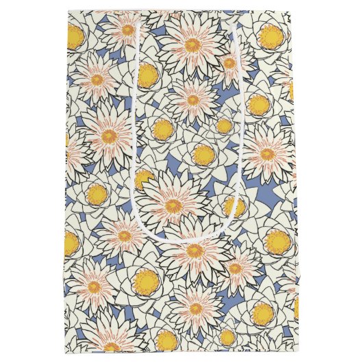 Schattige klassieke florale Blauw en geel Medium Cadeauzakje (Achterkant)