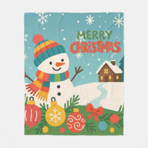Schattige, klassieke Kerstman sneeuwpop Fleece Deken