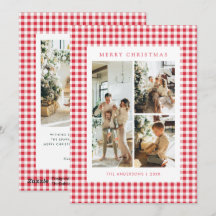 Schattige Klassieke Rode Gingham 4 Foto Kerstmis