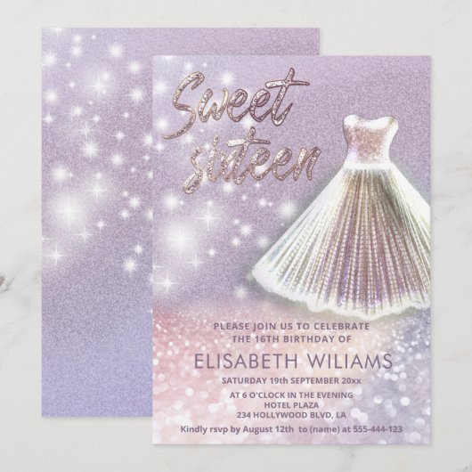 Schattige kleding met mousserende glittery ombre i kaart (Voorkant / Achterkant)