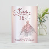 Schattige kleding voor roos gouden glitterij kaart (Staand voorkant)