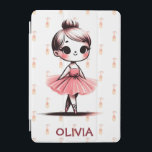 Schattige klein ballerina meisje iPad mini cover<br><div class="desc">Deze schattige gepersonaliseerde iPad-hoes is voorzien van een schattig klein kawaii roze ballerina meisje met balletschoenen op de achtergrond.</div>