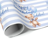 Schattige klein Beer in blauw Cadeaupapier (Rol Hoek)