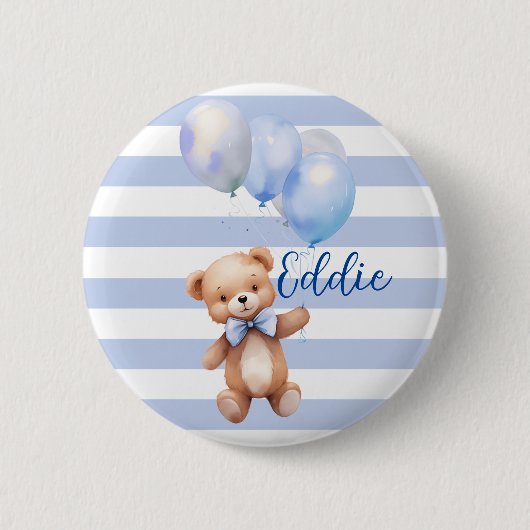 Schattige klein Beer in blauw Ronde Button 5,7 Cm (Voorkant)