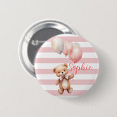 Schattige klein Beer in roze Ronde Button 5,7 Cm (Voorkant /achterkant)