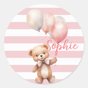 Schattige klein Beer in roze Ronde Sticker