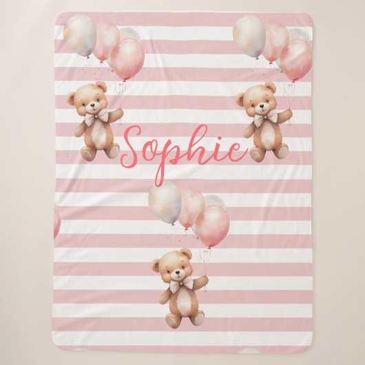 Schattige klein Beer in roze Sherpa Deken (Voorkant)