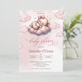 Schattige klein beer slapen op een wolk Baby showe Kaart (Staand voorkant)