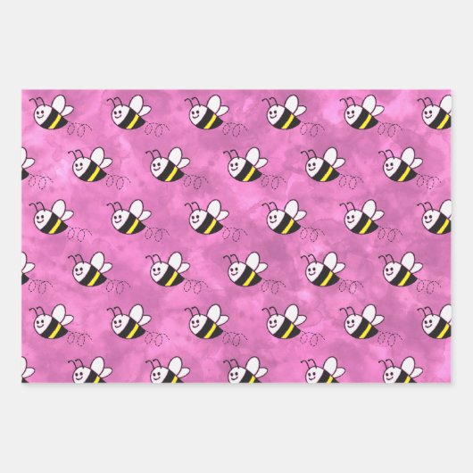 Schattige klein bijenpatroon Waterverf Baby shower Inpakpapier Vel (Voorkant 2)