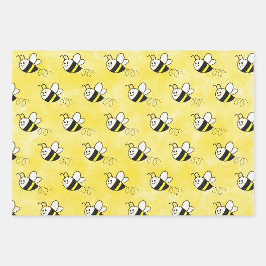 Schattige klein bijenpatroon Waterverf Baby shower Inpakpapier Vel (Voorkant 2)
