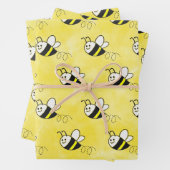 Schattige klein bijenpatroon Waterverf Baby shower Inpakpapier Vel (In situ)