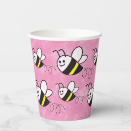 Schattige klein bijenpatroon Waterverf Baby shower Papieren Bekers
