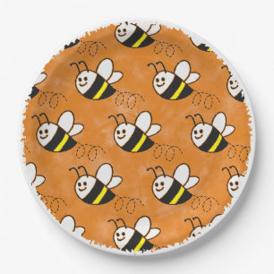 Schattige klein bijenpatroon Waterverf Baby shower Papieren Bordje