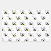 Schattige klein bijenpatroon wit Baby shower Inpakpapier Vel (Voorkant 3)