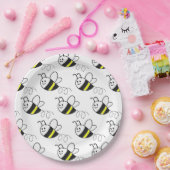 Schattige klein bijenpatroon wit Baby shower Papieren Bordje (Feest)