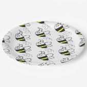 Schattige klein bijenpatroon wit Baby shower Papieren Bordje (Gekanteld)