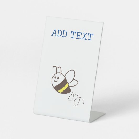 Schattige klein bijenvliegend wit Baby shower Reclamebord Met Voetstuk (Voorkant)