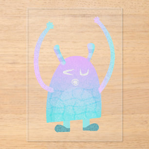Schattige klein blauw monster acryl uitnodigingen