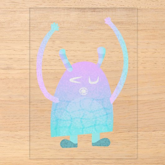 Schattige klein blauw monster acryl uitnodigingen (Voorkant)