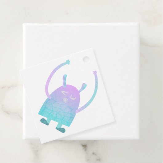 Schattige klein blauw monster bedankjes labels (In situ)