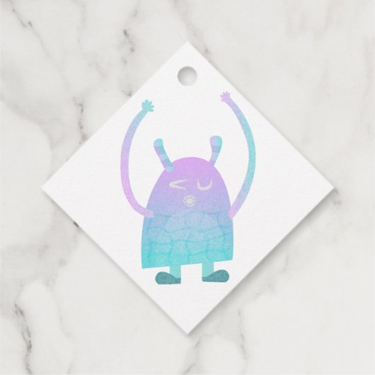 Schattige klein blauw monster bedankjes labels (Achterkant)