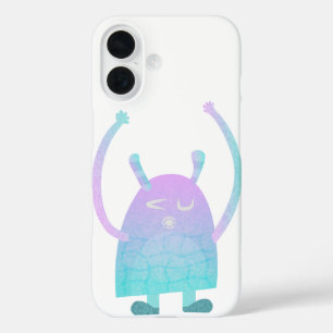 Schattige klein blauw monster iPhone 16 hoesje
